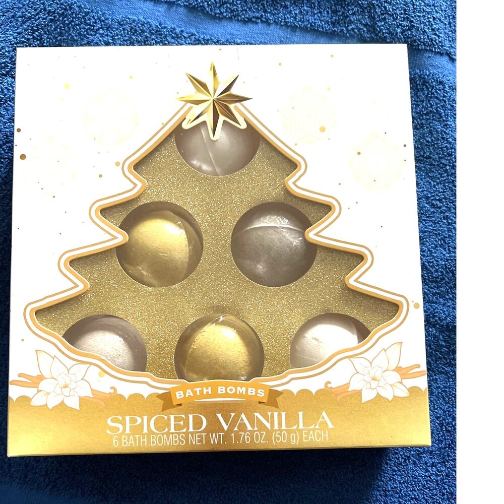 6-Piece Vanilla Scented Bath Bomb Set | Gold/Silver/White | 1.76 oz